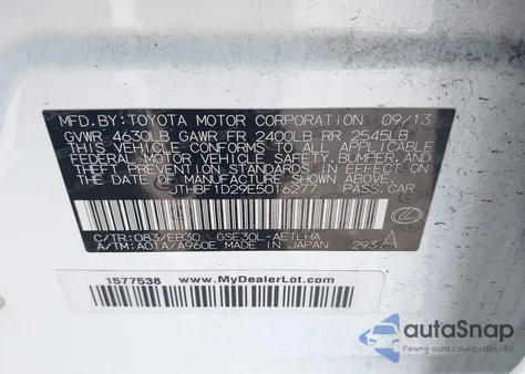 2014 Lexus Is 250 from USA, damaged, VIN JTHBF1D29E5016277